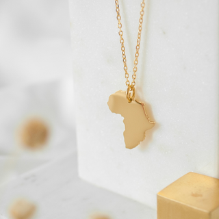 Africa map necklace gold plated 