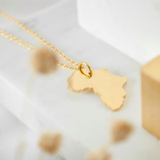 Africa map necklace gold plated 